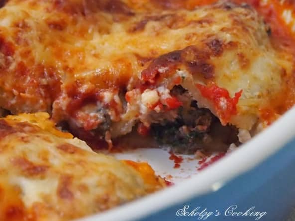 Cannellonis farcis à la viande et aux épinards
