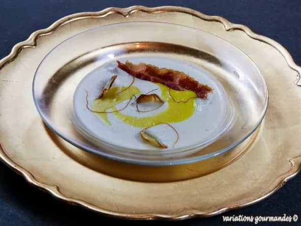 Soupe de topinambours, sabayon au Beaufort