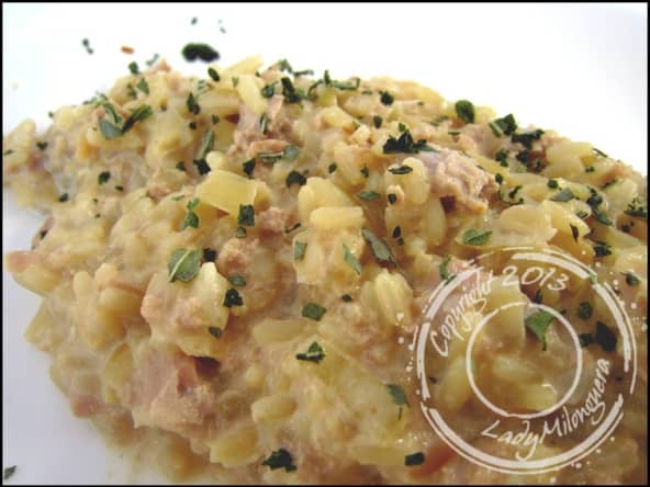 Risotto au thon sauce crème au parmesan
