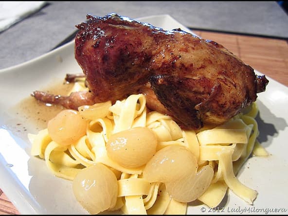 Cailles aux raisins et au vin blanc muscat