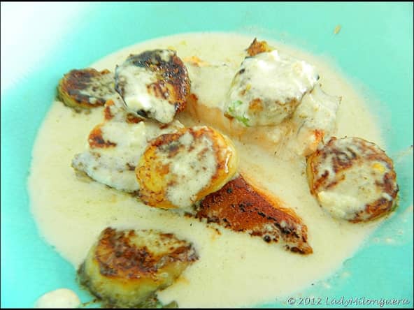 Pavés de saumon aux épices, coco et banane