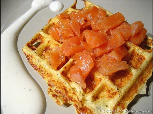 Gaufres de pommes de terre au saumon fumé