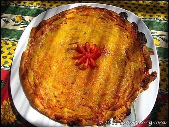 Tarte aux pêches et crème au citron