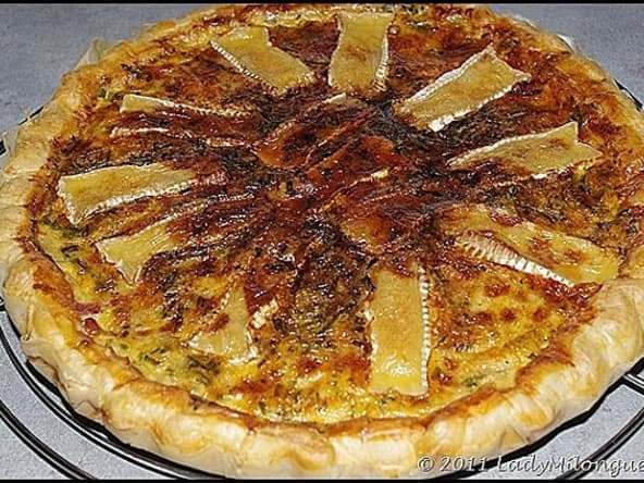 Tarte aux lardons, cancoillotte et camembert