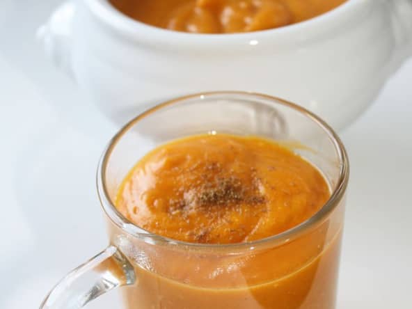 Velouté de carottes et riz parfumé au cumin