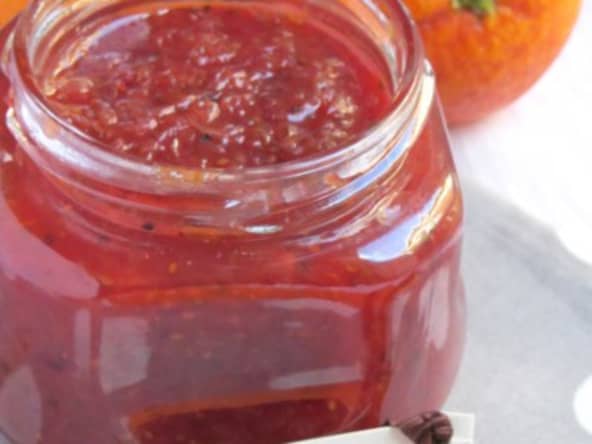 Confiture au pamplemousse rose, oranges sanguines et graines de chia