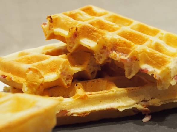 Gaufres salées au jambon et fromage