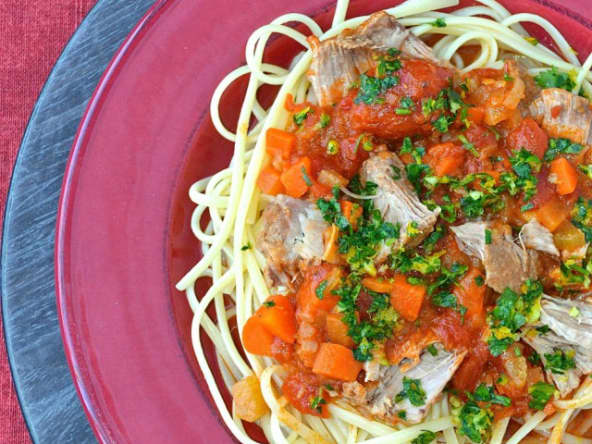 Palette (paleron) de veau à l’orange façon osso buco et sa gremolata