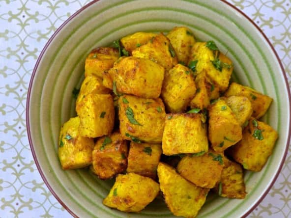 Céleri-rave rôti au four au cari de Madras et au sirop d'érable