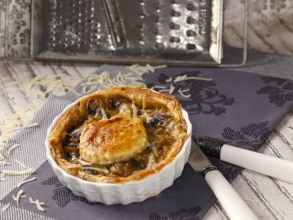 Tartelettes aux champignons et oignons au Comté
