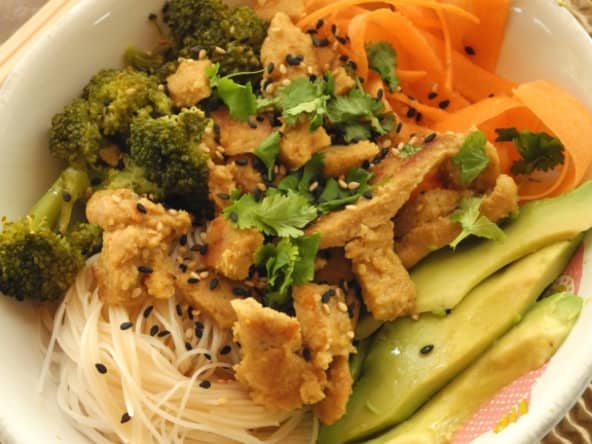 Bo bun végétarien à l’émincé de lupin