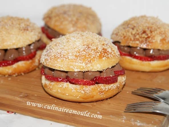 Hamburger brioché au chocolat, fraise et citron