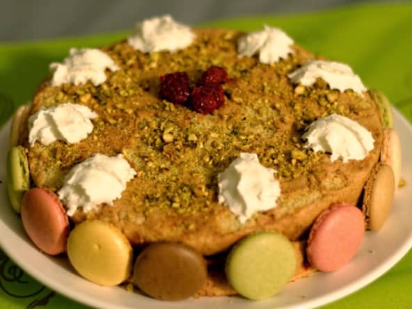 Gâteau pistaches et framboises