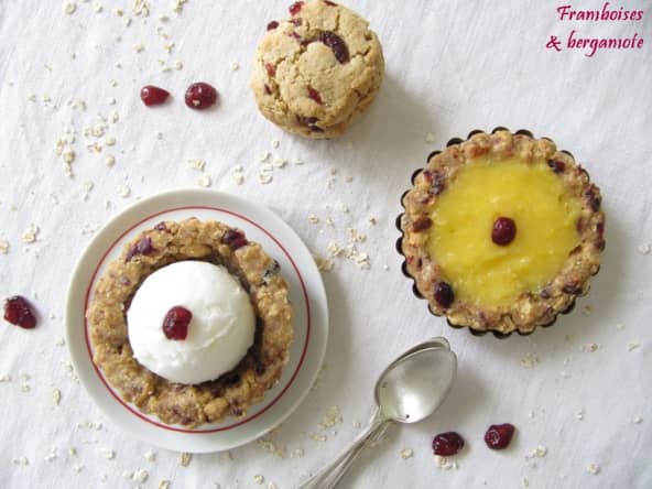 Tartelettes de cookies (flocons d'avoine /cranberries) au citron