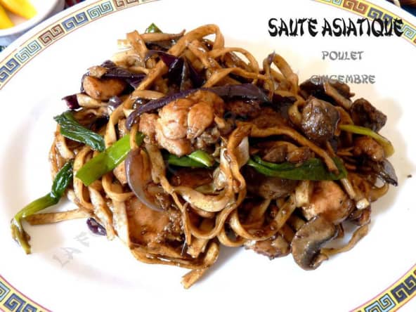 Sauté de poulet au gingembre et champignons