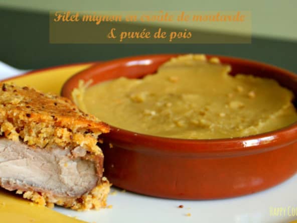 Filet mignon en croûte de moutarde et purée de pois cassés