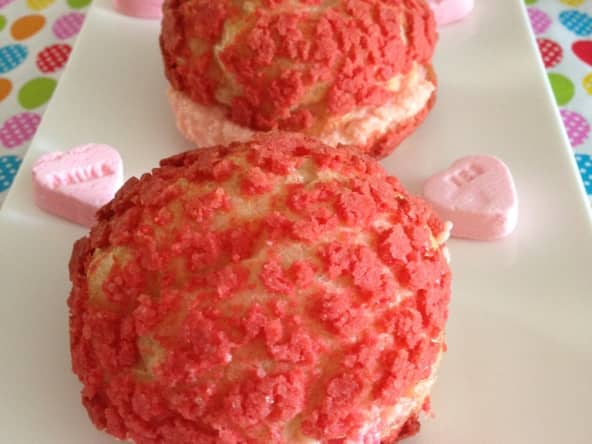 Choux craquelin vanille praline rose