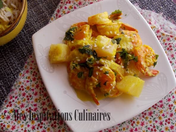Crevettes ananas et lait de coco