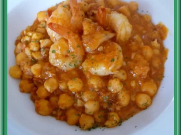 Crevettes piquantes aux pois chiches