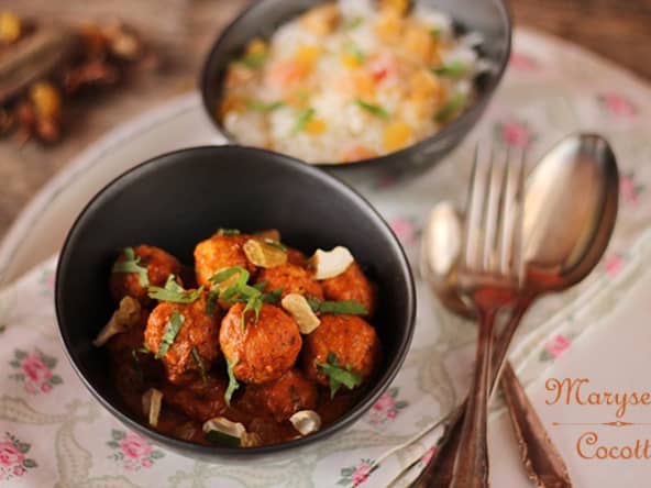 Keftas de poulet sauce curry indien
