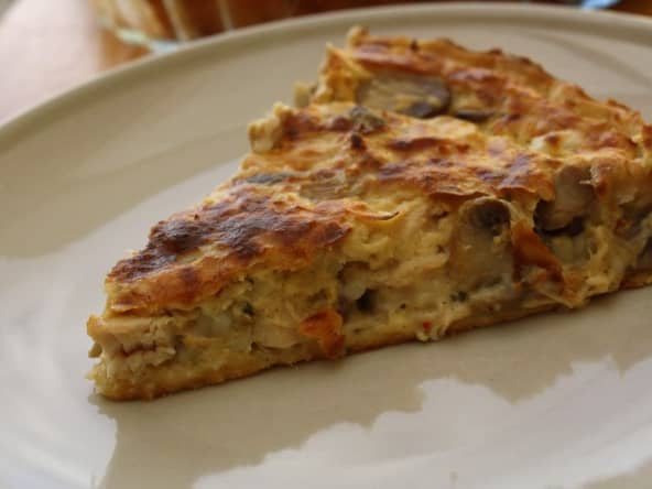 Quiche poulet rôti, champignons à la béchamel
