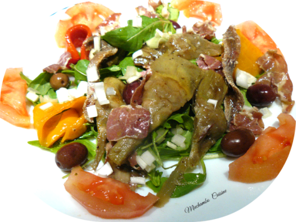 Salade aux artichauts et poivrons grillés