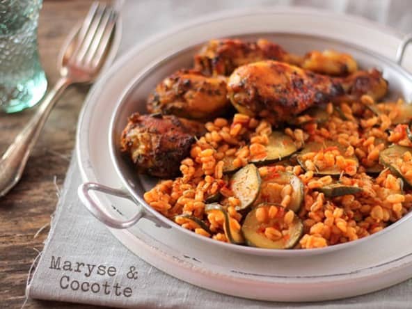 Poulet Swahili et son Riz au Blé aux Courgettes