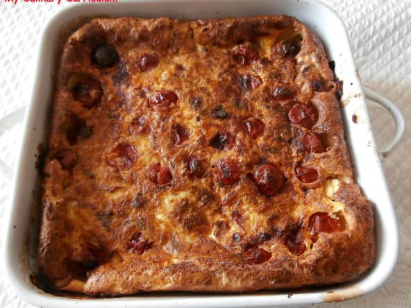 Clafoutis aux tomates cerises et chèvre frais