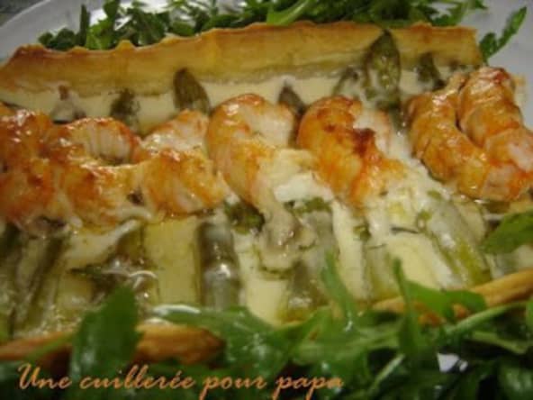 Tarte salée aux langoustines et asperges