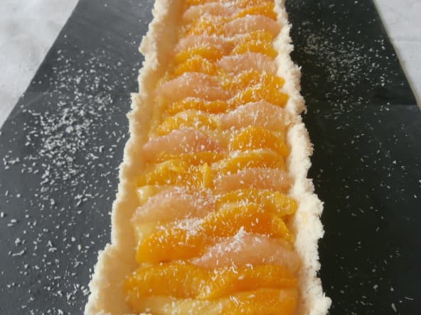 Tarte aux agrumes, noix de coco et lemon curd