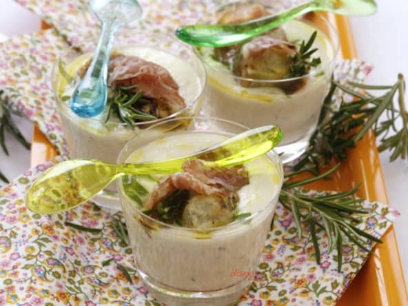 Crème d'artichaut à la coppa et huile de citron