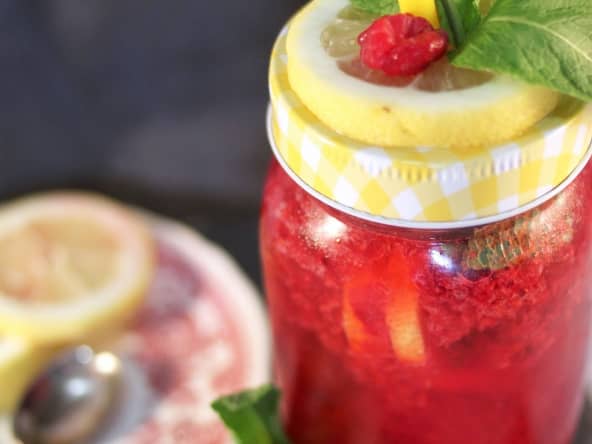 Limonade framboise, citron, menthe : très rafraîchissant !