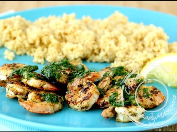 Crevettes sautées à l’aneth, sauce au persil