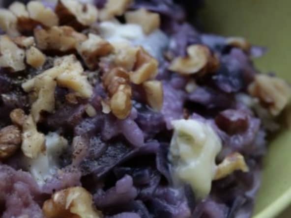 Risotto chou rouge, noix et gorgonzola