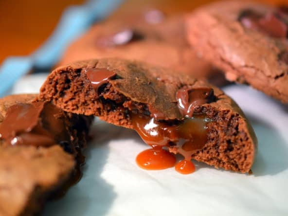 cookies tout chocolat et coeur de caramel beurre salé