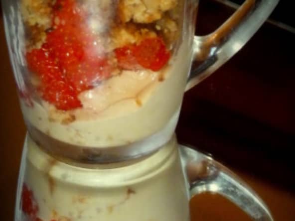 Crumble de confiture de lait et fraises