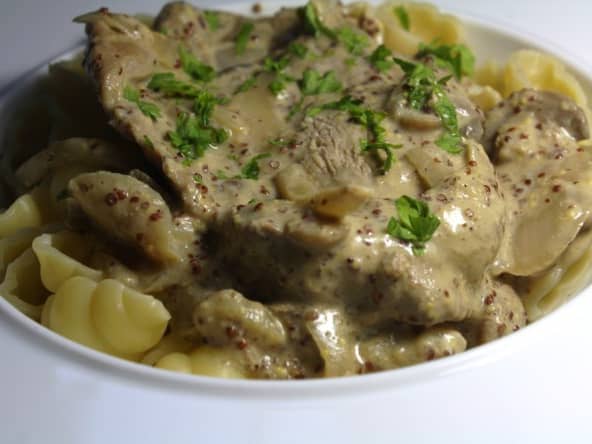 Escalope veau à la moutarde à l’ancienne