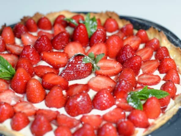 Tarte aux fraises confites