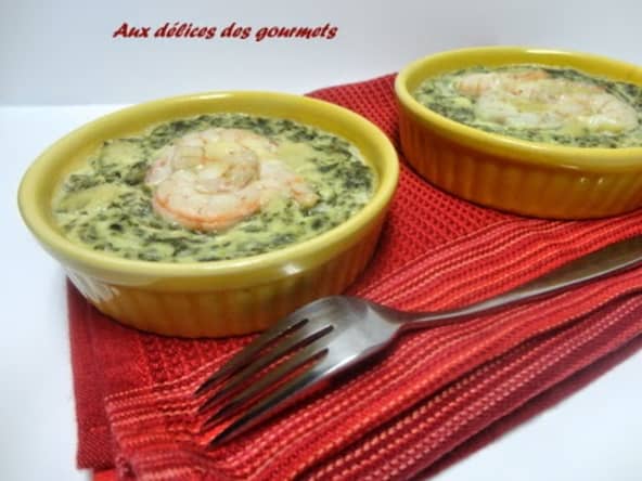 épinards aux crevettes