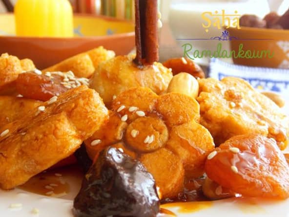 Chbah Essafra : tajine de croquettes d'amandes et pruneaux