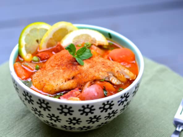 Gibelotte de poisson québécoise cuisinée à l’espagnole