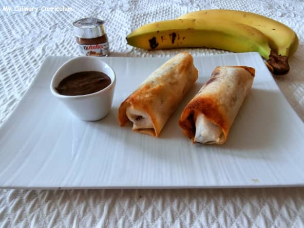 Nems banane Nutella sauce chocolat