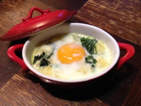 Oeufs en cocotte aux épinards et au chèvre