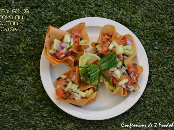 Corroles de brick au saumon gravlax