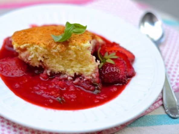 Pudding d’été fraise basilic et citron