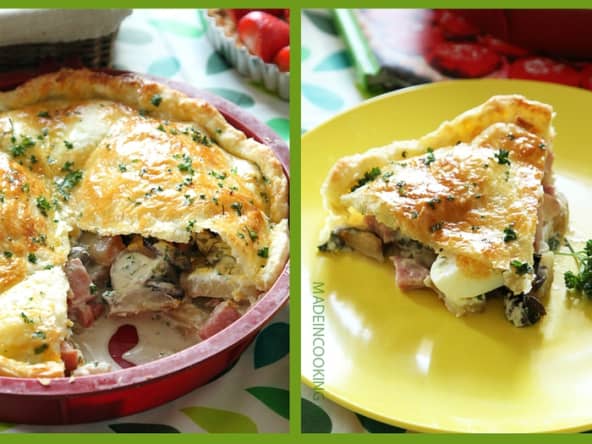 Tourte pommes de terre et saucisson à l'ail