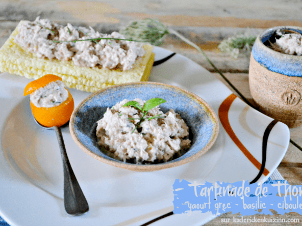 Tartinade ou rillettes thon au yaourt grec citron et basilic