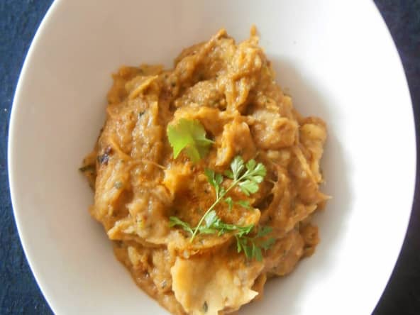 Purée de pommes de terre et courgettes poêlées au curry