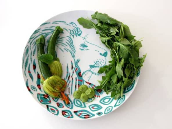 Fleurs de courgettes farcies à la roquette et au fromage basque