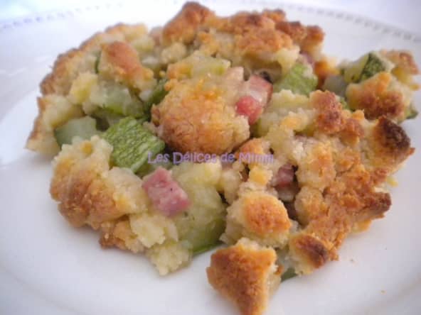 Crumble de courgettes aux lardons et au parmesan